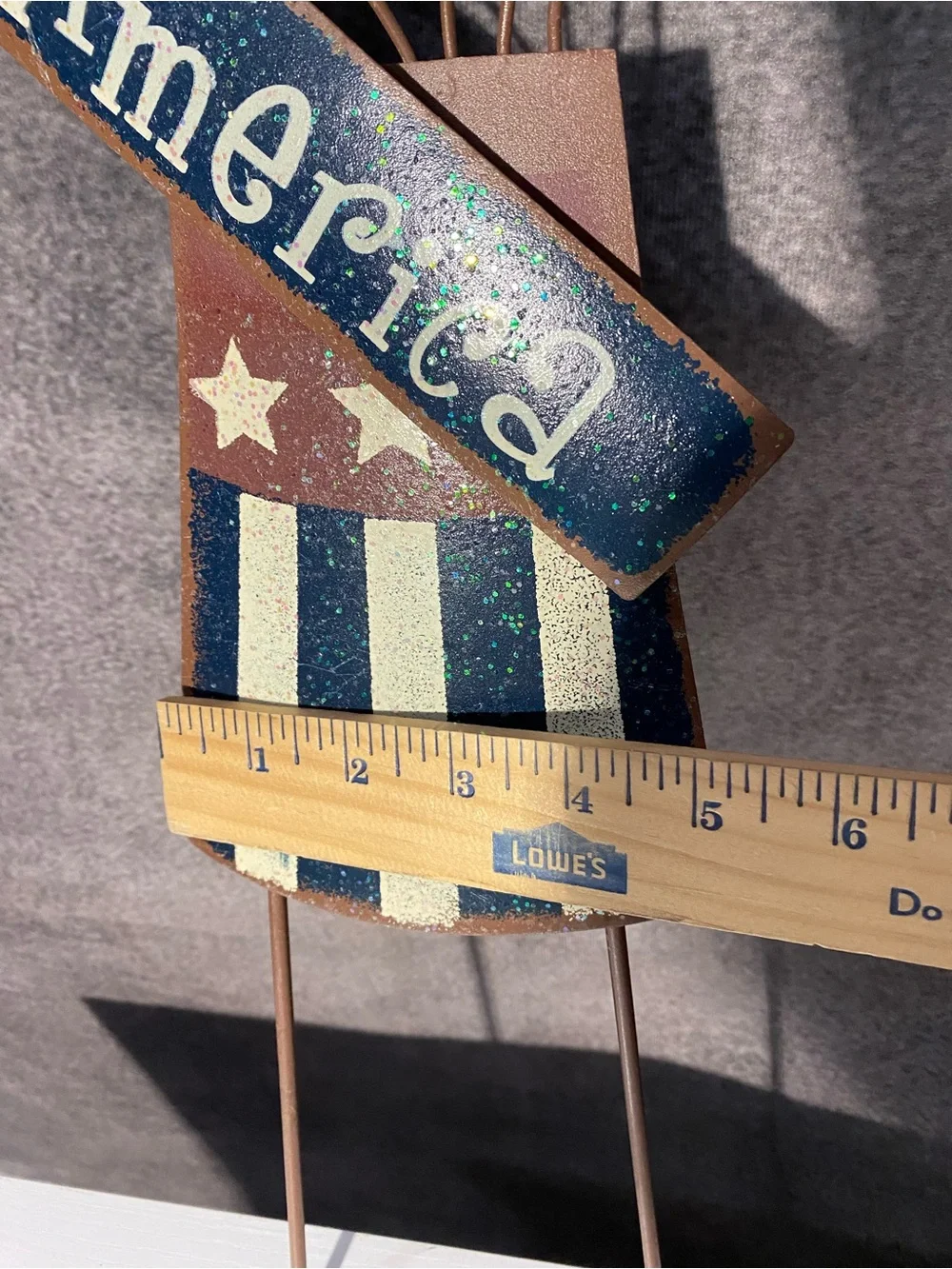 Patriotic America Metal Garden Stake 4th of July Yard Art Firework Stars